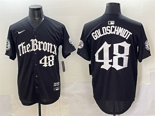 Men's New York Yankees #48 Paul Goldschmidt Black 'Gothic Legacy Edition' Vapor Premier Limited Stitched Baseball Jersey Men's New York Yankees #48 Paul Goldschmidt Black 'Gothic Legacy Edition' Vapor Premier Limited Stitched Baseball Jersey